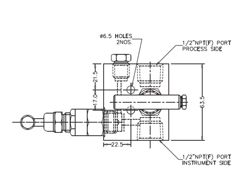 2 Valve Manifold Remote Mounting Type Drawing