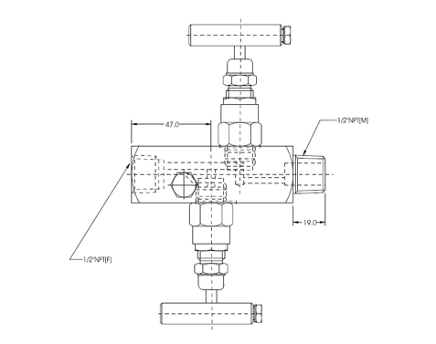 2 Way Gauge Valve Drawing