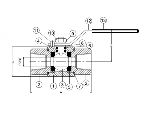 3 PC Design Female Screwed End Drawing