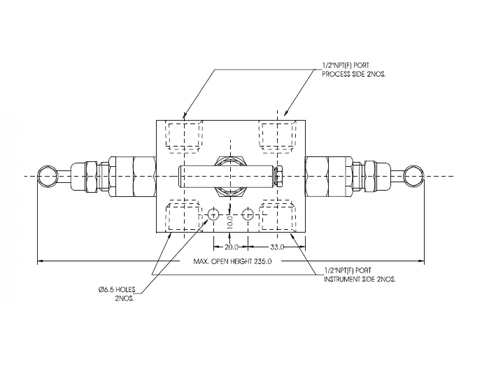 3 Valve Manifold Remote Mounting Type Drawing