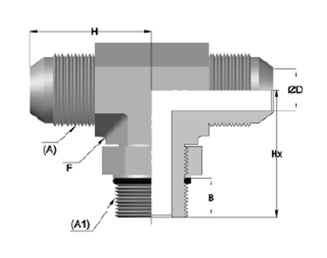 Adjustable Male Branch Tee Drawing