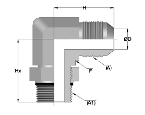 Adjustable Male Elbow Drawing