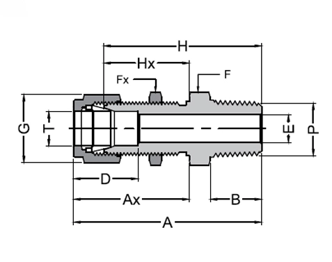 Bulkhead Male Connector Drawing
