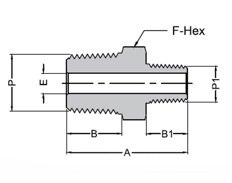 Hex Reducing Nipple Drawing