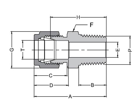 Male Connector ISO Tapered Thread Drawing