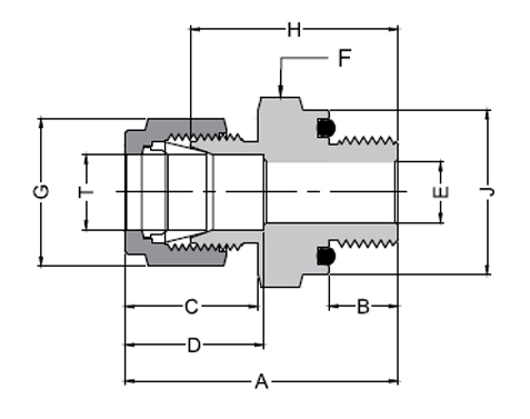 Male Connector O-Seal Straight Thread Drawing
