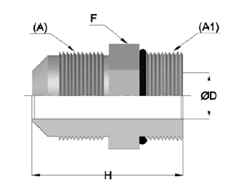 Male Connector Straight Drawing