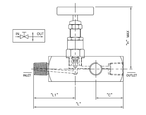 Male Inlet x 3 Female Outlet Drawing