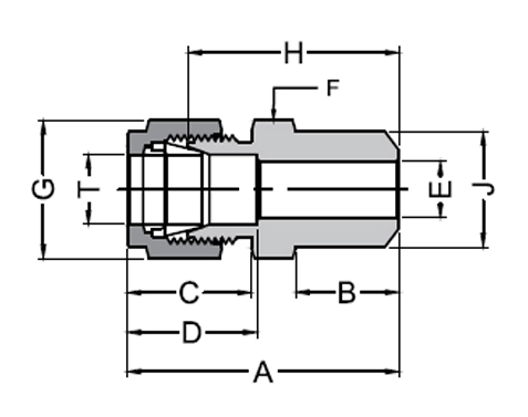 Male Pipe Weld Connector Drawing